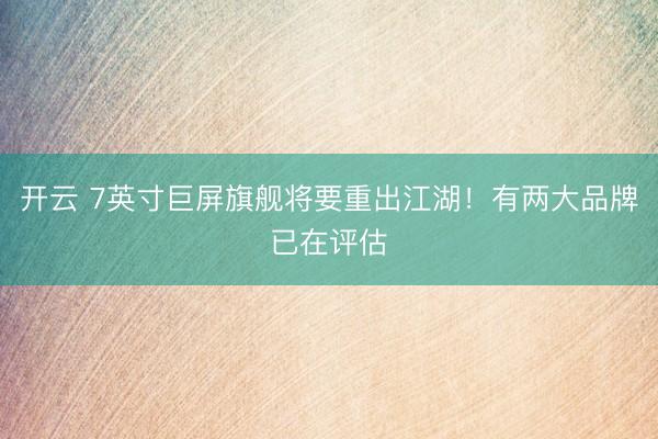 开云 7英寸巨屏旗舰将要重出江湖!有两大品牌已在评估