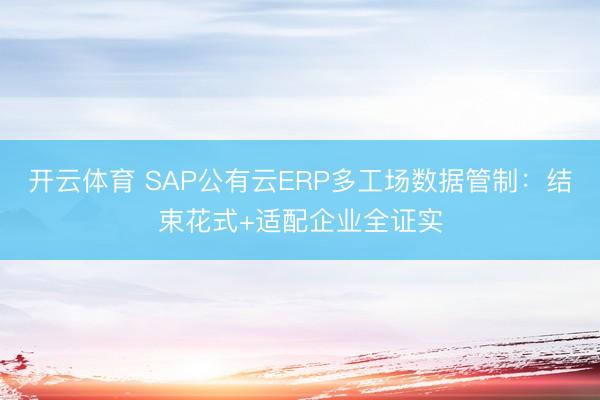 开云体育 SAP公有云ERP多工场数据管制:结束花式+适配企业全证实