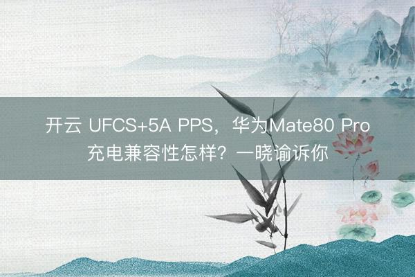 开云 UFCS+5A PPS,华为Mate80 Pro充电兼容性怎样?一晓谕诉你