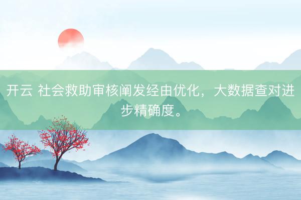 开云 社会救助审核阐发经由优化,大数据查对进步精确度。