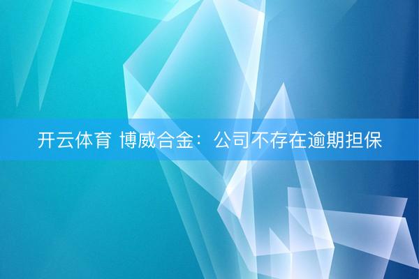 开云体育 博威合金：公司不存在逾期担保