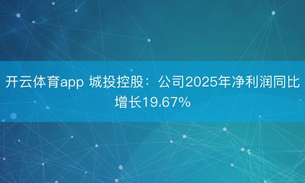 开云体育app 城投控股：公司2025年净利润同比增长19.67%