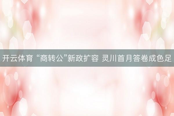 开云体育 “商转公”新政扩容 灵川首月答卷成色足