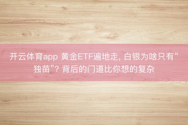 开云体育app 黄金ETF遍地走, 白银为啥只有“独苗”? 背后的门道比你想的复杂