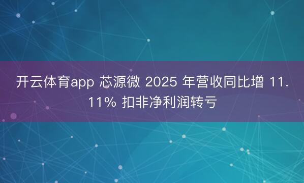 开云体育app 芯源微 2025 年营收同比增 11.11% 扣非净利润转亏