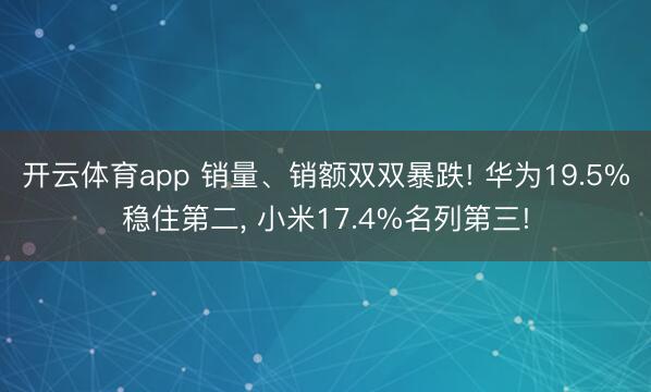 开云体育app 销量、销额双双暴跌! 华为19.5%稳住第二， 小米17.4%名列第三!