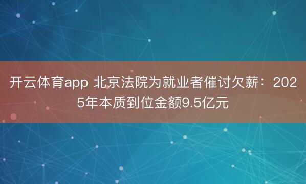 开云体育app 北京法院为就业者催讨欠薪：2025年本质到位金额9.5亿元