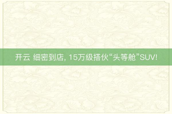 开云 细密到店， 15万级搭伙“头等舱”SUV!