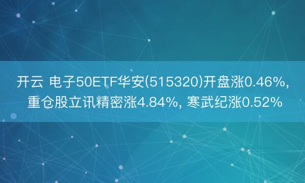开云 电子50ETF华安(515320)开盘涨0.46%， 重仓股立讯精密涨4.84%， 寒武纪涨0.52%
