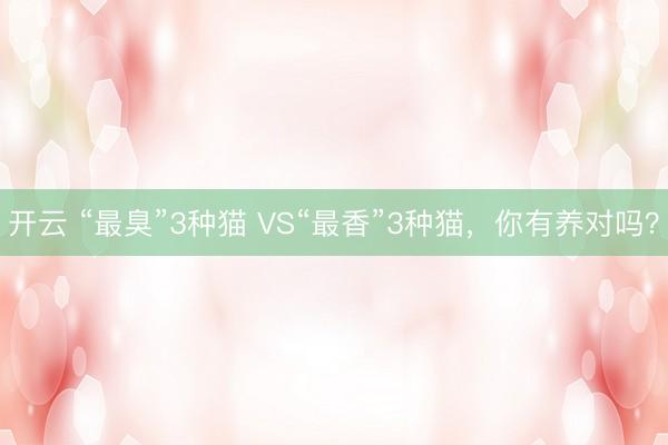 开云 “最臭”3种猫 VS“最香”3种猫，你有养对吗？
