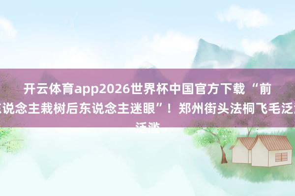 开云体育app2026世界杯中国官方下载 “前东说念主栽树后东说念主迷眼”！郑州街头法桐飞毛泛滥