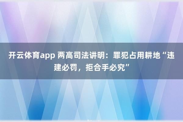 开云体育app 两高司法讲明：罪犯占用耕地“违建必罚，拒合手必究”