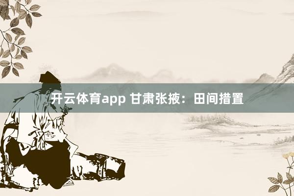 开云体育app 甘肃张掖：田间措置