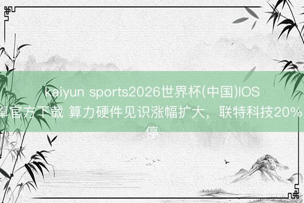 kaiyun sports2026世界杯(中国)IOS/安卓官方下载 算力硬件见识涨幅扩大，联特科技20%涨停