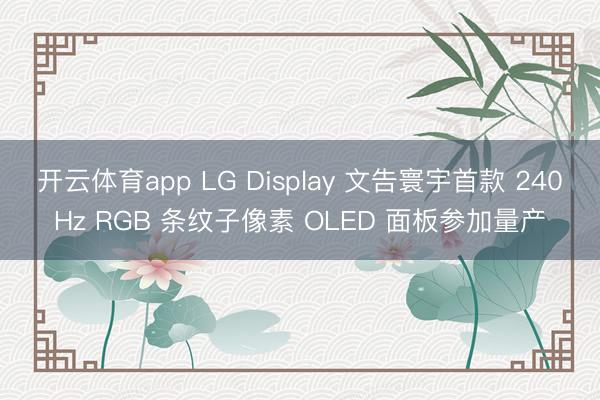 开云体育app LG Display 文告寰宇首款 240Hz RGB 条纹子像素 OLED 面板参加量产