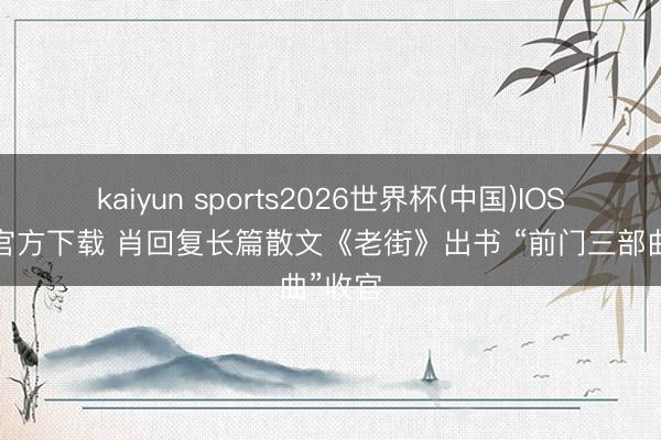 kaiyun sports2026世界杯(中国)IOS/安卓官方下载 肖回复长篇散文《老街》出书 “前门三部曲”收官