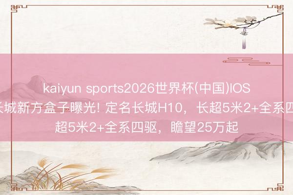 kaiyun sports2026世界杯(中国)IOS/安卓官方下载 长城新方盒子曝光! 定名长城H10，长超5米2+全系四驱，瞻望25万起